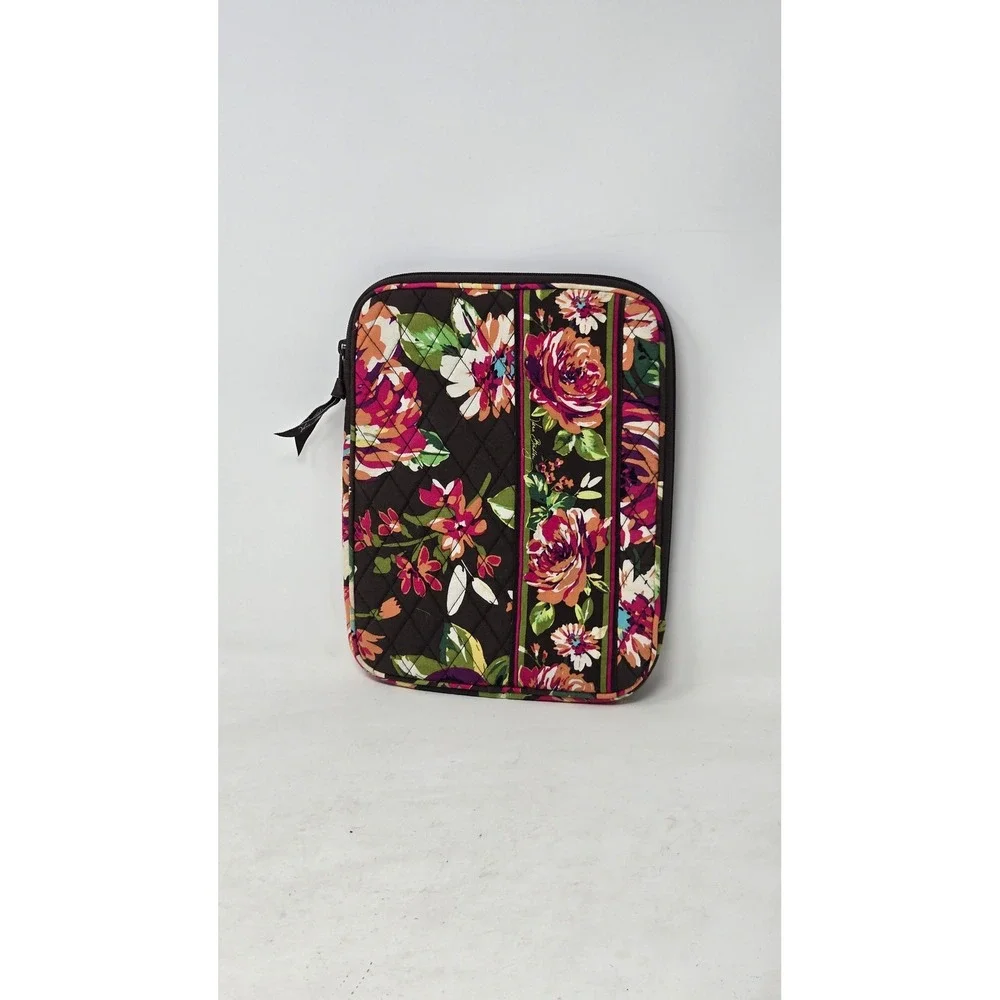 Vera Bradley Provencal Quilted Floral Tablet Sleeve Case Padded Zip Bag Brown